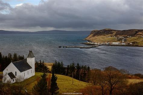 Uig Bay On Skye Seen Here From The Hilltop Is The Main Pier And