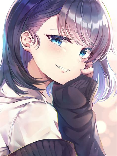 1536x2048 Anime Girl Smiling Pretty Cute Blue Eyes Eye Anime Girl