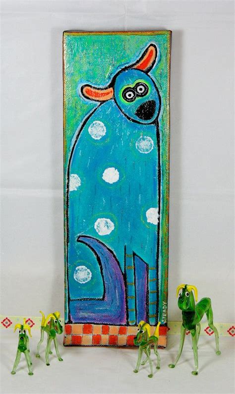 Original Dog Art Acrylic Paint 12x4 Canvas By Artbyalisasteady 5500