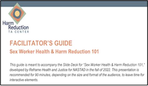 Facilitators Guide Sex Worker Health And Harm Reduction 101 National Prevention Information
