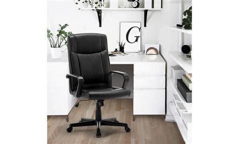 chaise de bureau en cuir, dossier haut, pivotant, hauteur réglable avec