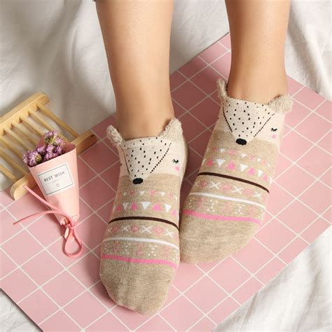 1 Pair Women Ankle Socks Girls Cute Cartoon Animal Cotton Soft Warm