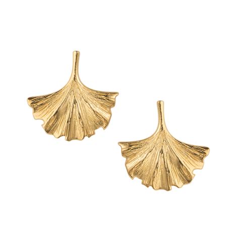 Ginkgo Leaf Stud Earrings In Gold Christin Ranger Jewellery