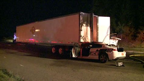 Durham Police Car Crashes Into Big Rig Catches Fire Abc11 Raleigh Durham