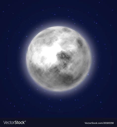 Planet Moon Background Night Sky Cartoon Style Vector Image
