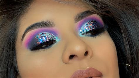 Colorful Cut Crease With Chunky Glitter 💜 Makeup Tutorial Rosita Rodriguez Youtube