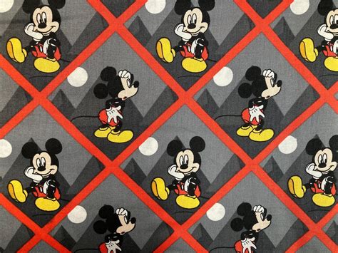 Mickey Mouse Cotton Fabric Etsy