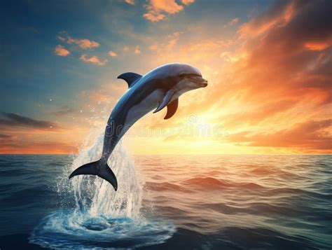 Dolphin Jump Made With Generative Ai Illustration Stock Illustration