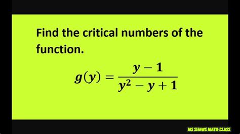 Finding Critical Numbers Calculus Worksheet