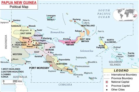파푸아 뉴기니의 정치 지도 파푸아 뉴기니의 지도의 지방 멜라네시아 오세아니아