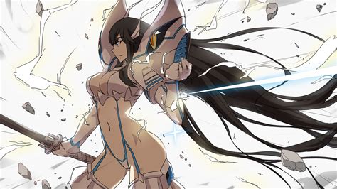 wallpaper anime girls kill la kill white background white skin kiryuin satsuki skimpy