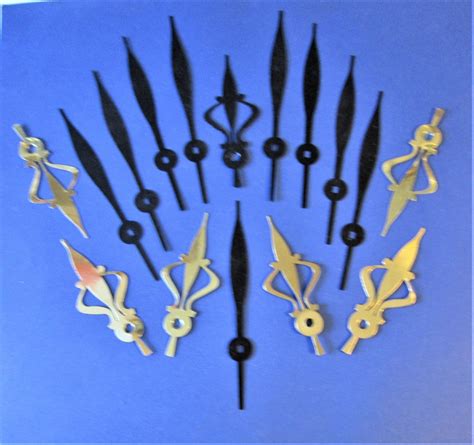 16 Vintage Black Steel And Brass Plated Clock Hands For Your Clock