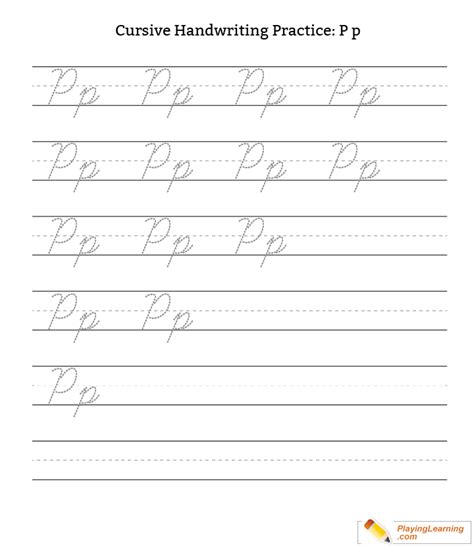 Cursive Handwriting Practice Letter P Free Cursive Handwriting