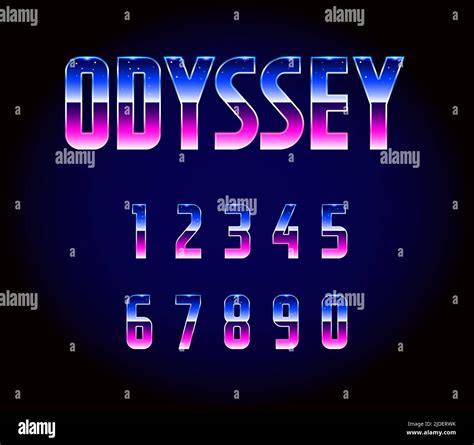 80s Retro Futurism Sci Fi Font Numbers Vector Stock Vector Image And Art