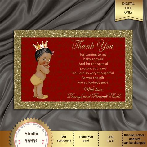 Printable Baby Shower Thank You Card Royal Baby Shower Etsy