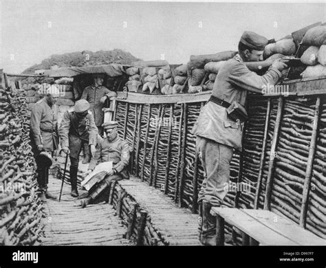 World War I 1914 1918 View Inside The German Trenches In France Stock