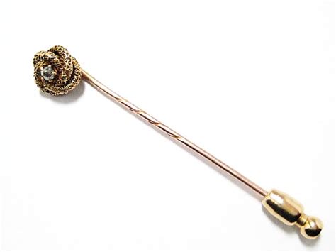 Lot Detail Vintage 14k Rose Gold Stick Pin W Diamond