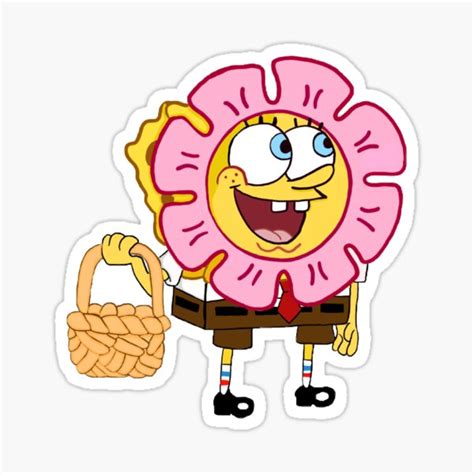 Spongebob Flower Costume Sticker For Sale By Claireblevins Redbubble
