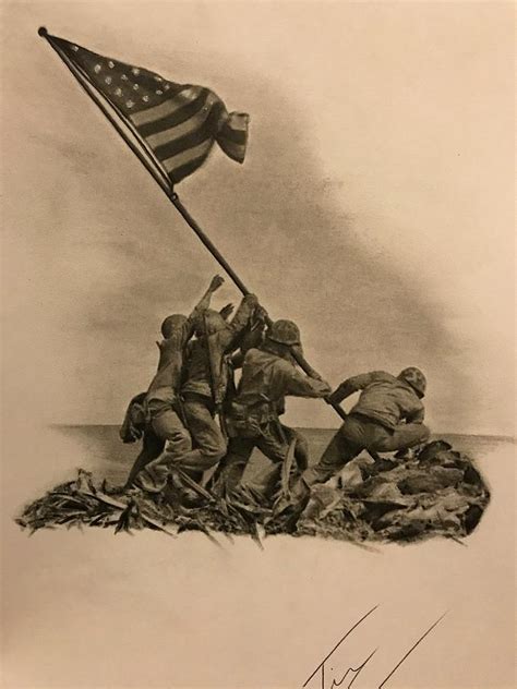 Rising The Flag On Iwo Jima Drawing By Timothy Ferrone Pixels