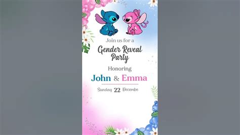 Gender Reveal Invitation Stitch And Angel Theme 👶🏻 He Or She Youtube