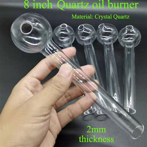 8 Inch Crystal Quartz Oil Burner Pipe Thick Dab Nail Pipes Quartz