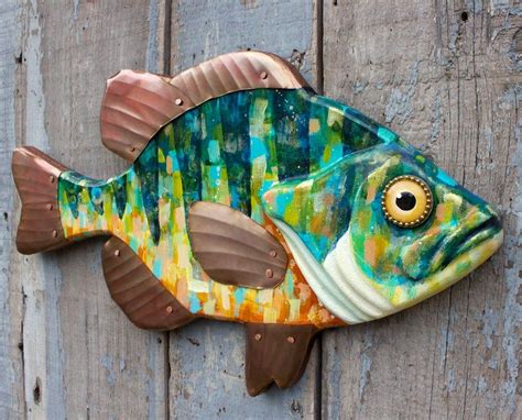 Colorful Sunfish Folk Art Fish Wall Art 21 In 2021 Folk Art Fish