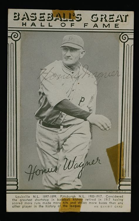 Lot Detail Honus Wagner Autographed 1948 Baseball Greats Exhibit Card Wfull Jsa Loa