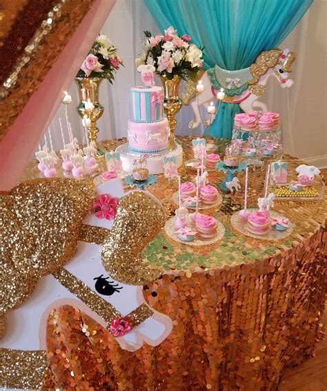 Gold Glitter Carousel Horse Baby Shower Theme — The Iced Sugar Cookie