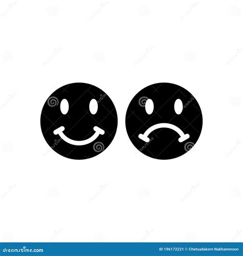 Happy And Sad Face Icon Vector On White Background Stock Vector