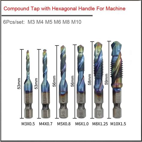 M3 M4 M5 M6 M8 M10 Hssscrew Tap Three In One Compound Tap Set Hexagon