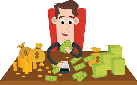 Rich Businessman Counting Wealth Stock Illustration Download Image