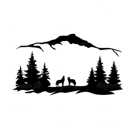 Wildlife Scene Svg Forest Wolf Svg Lonely Wolf Moon Shirt Svg Dxf Png