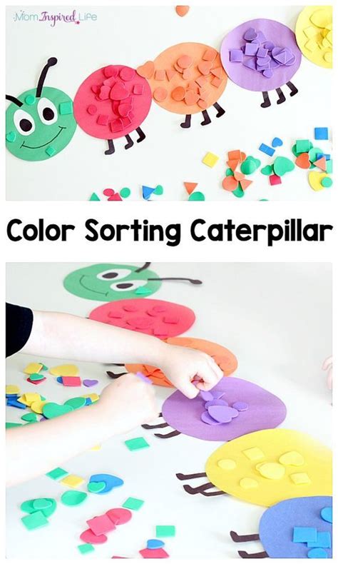 Shape And Color Sorting Caterpillar Preschool Crafts Color