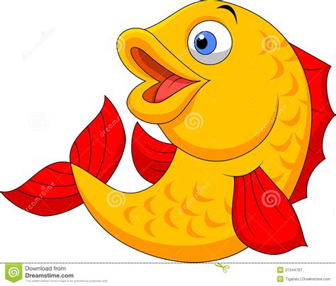 Cute Fish Cartoon Waving Stock Vector Illustration Of