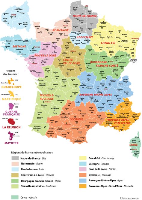 Les régions sont désormais au nombre de 18 : Carte Des Nouvelles Régions De France - Lulu La Taupe ...