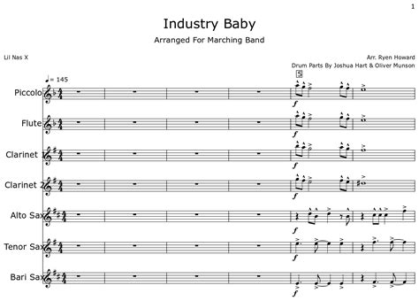 Industry Baby Sheet Music For Piccolo Flute Clarinet Alto