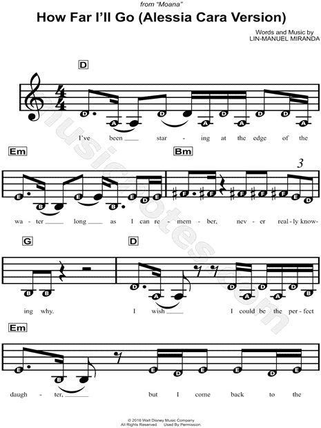 Once you download your digital sheet music, you can view and print it at home, school, or anywhere you want to make music, and you don't have to be connected to the internet. "How Far I'll Go (Alessia Cara Version)" from 'Moana ...