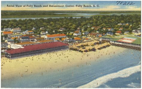 Aerial View Of Folly Beach And Amusement Center Folly Beach S C