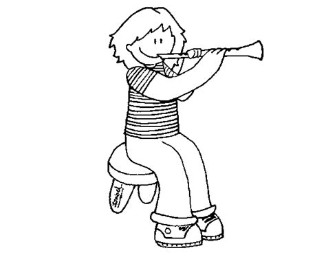 Little Girl With Clarinet Coloring Page