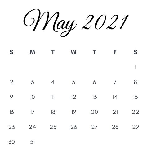 May 2021 Printable Calendar ปฏิทิน