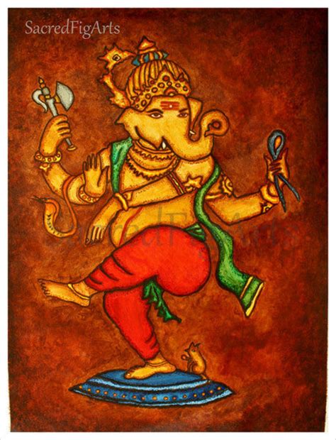 Ganesh Painting Large Canvas Art Dancing Ganesha Big Indian Etsy