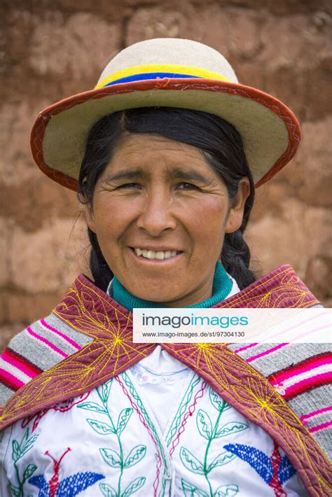 Quechua Woman Wearing Traditional Clothing And Hat In Misminay Village
