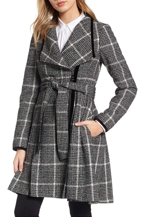 Guess Velvet Trim Plaid Tweed Coat Nordstrom Tweed Coat Winter