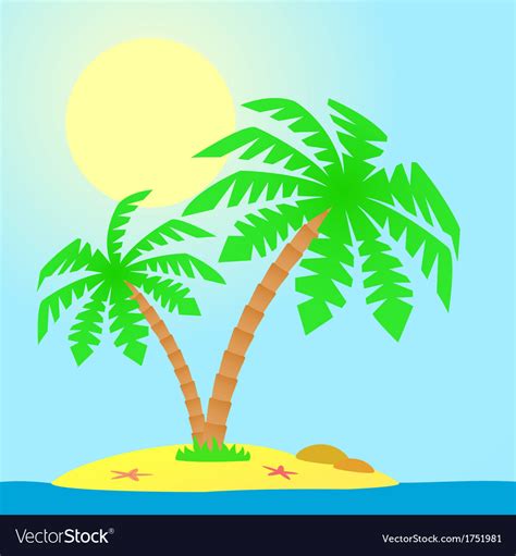 Island With Palm Trees Royalty Free Vector Image