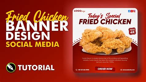 Fried Chicken Banner Design For Social Media Coreldraw Tutorial Youtube