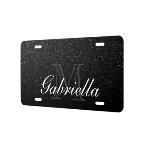Black Glitter Monogram License Plate Zazzle