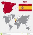 Mapa de España, bandera y ubicación en el mundo. https://es.dreamstime ...
