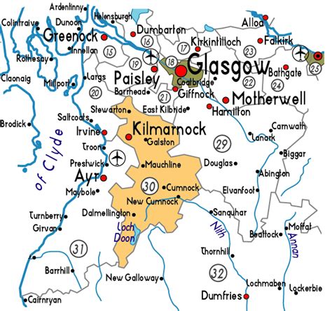 Map Of East Ayrshire Province Area