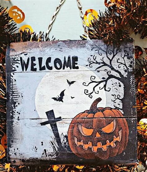 Halloween Welcome Sign Halloween Decor Fall Decor Halloween Etsy