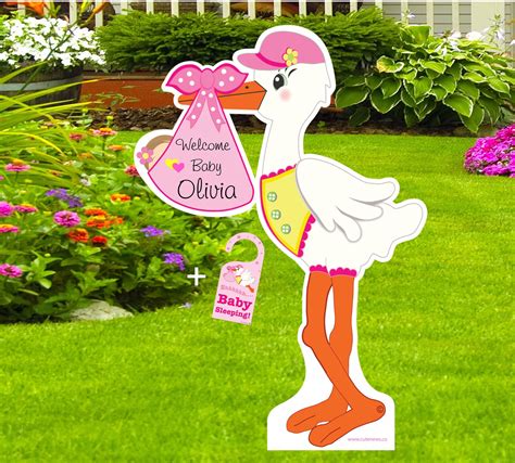 Welcome New Baby Yard Stork Sign Custom Name Its A Girl Etsy In 2020